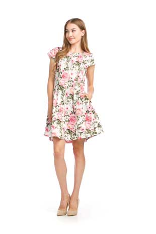 PD-16523 - FLORAL PRINT ZIP FRONT PLEATED DRESS - Colors: AS SHOWN - Available Sizes:XS-XXL - Catalog Page:2 